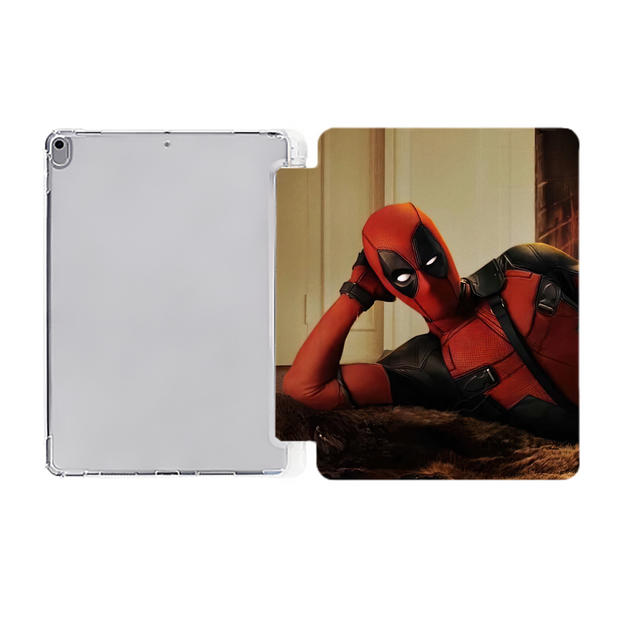 （画像用） Deadpool デッドプール IPad ケース ペン収納付き 三つ折りスタンド PUレザー×シリコン 対応機種9.5/10.5/10.9インチ